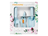 Набор Fiskars: Секатор,Совок,Культиватор (розовый/голубой)
