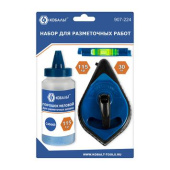 Набор шнур+краска Кобальт 30 м+синий меловой порошок 115 гр. + уровень