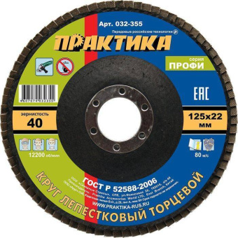 Диск лепестковый шлиф.  125*22 Р40