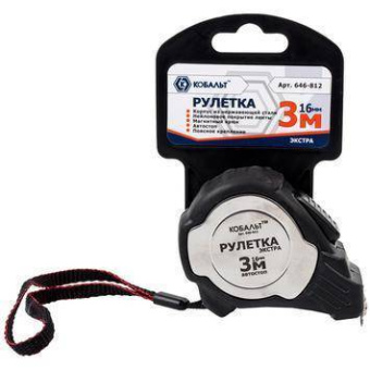 Рулетка КОБАЛЬТ Экстра 3м x 16мм металлический корпус (автос