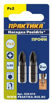 Бита Практика PZ2, 25 мм, 2 шт. (серия Профи)