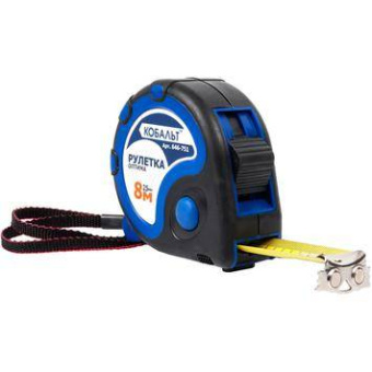 Рулетка КОБАЛЬТ Оптима 8м x 25мм двухкомпонентный корпус (тр