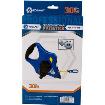 Рулетка геодезическая КОБАЛЬТ 30м x 15мм открытый корпус (фи