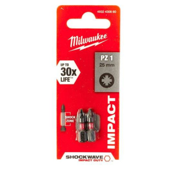 Бита Milwaukee, PZ2, 25 мм, 2 шт., Impact Duty