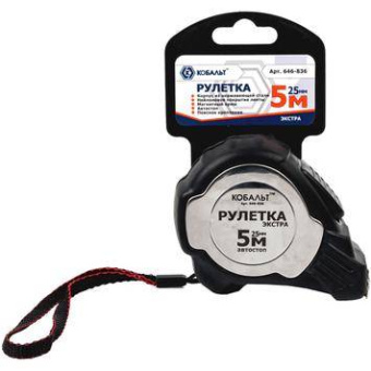 Рулетка КОБАЛЬТ Экстра 5м x 25мм металлический корпус (автос