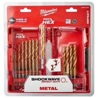 Набор сверл по металлу Milwaukee, 19 шт, RedHEX